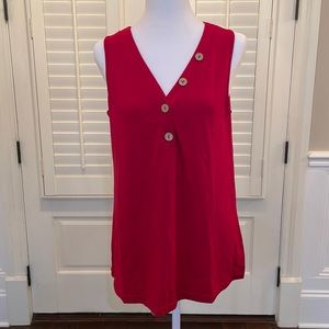 Women's Sleeveless Tunic Tops Summer Casual Button Down Blouse Tshirts Wine Red